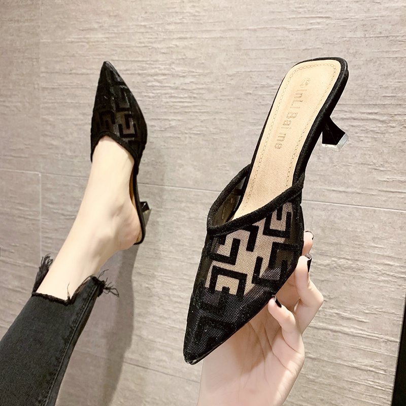 Sewing Net - Women Mesh High Heels Temperament Sandals