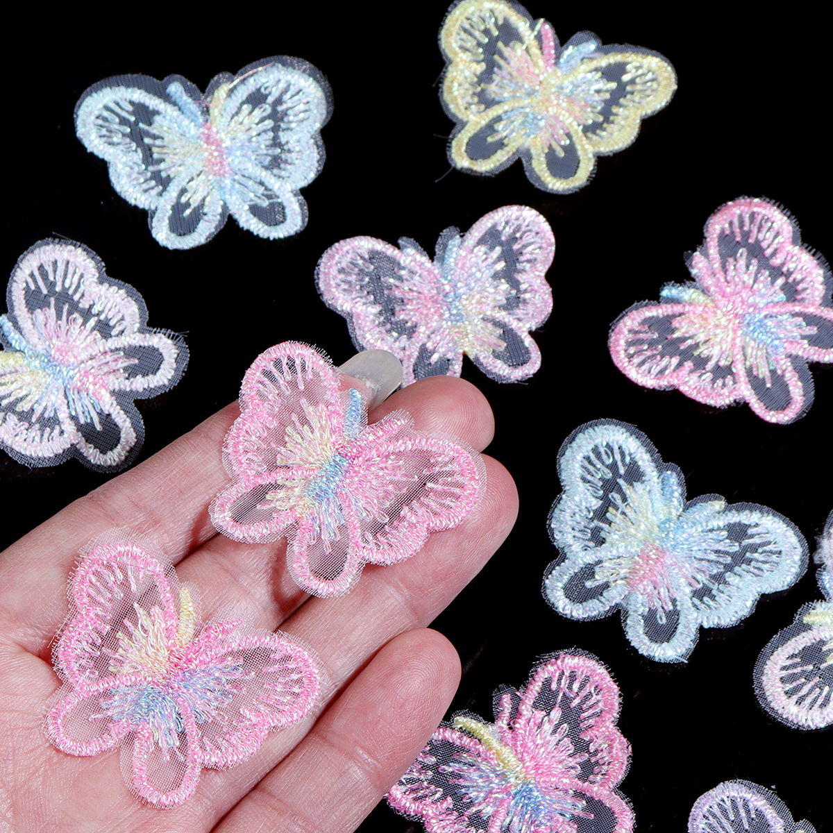 Sewing Net - 20Pcs 3X4CM Butterfly Cloth Patches Colorful