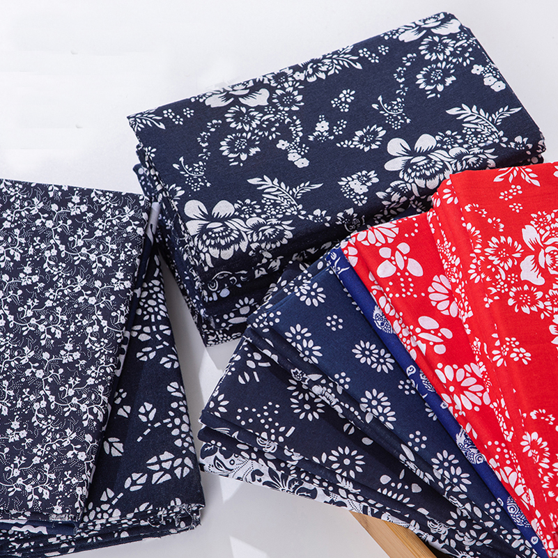 Sewing By - Ethnic Cotton Fabric Vintage Blue Red