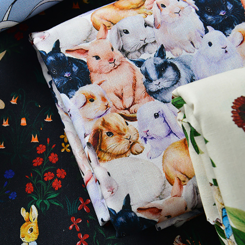 Rabbit Printed Fabric Cotton f - Sewing By 리뷰 및 가격