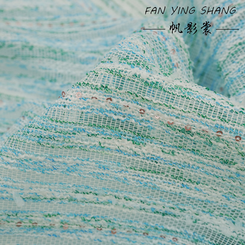 Green Sky Blue White Sequin Tw - Sewing Tweed 리뷰 및 가격