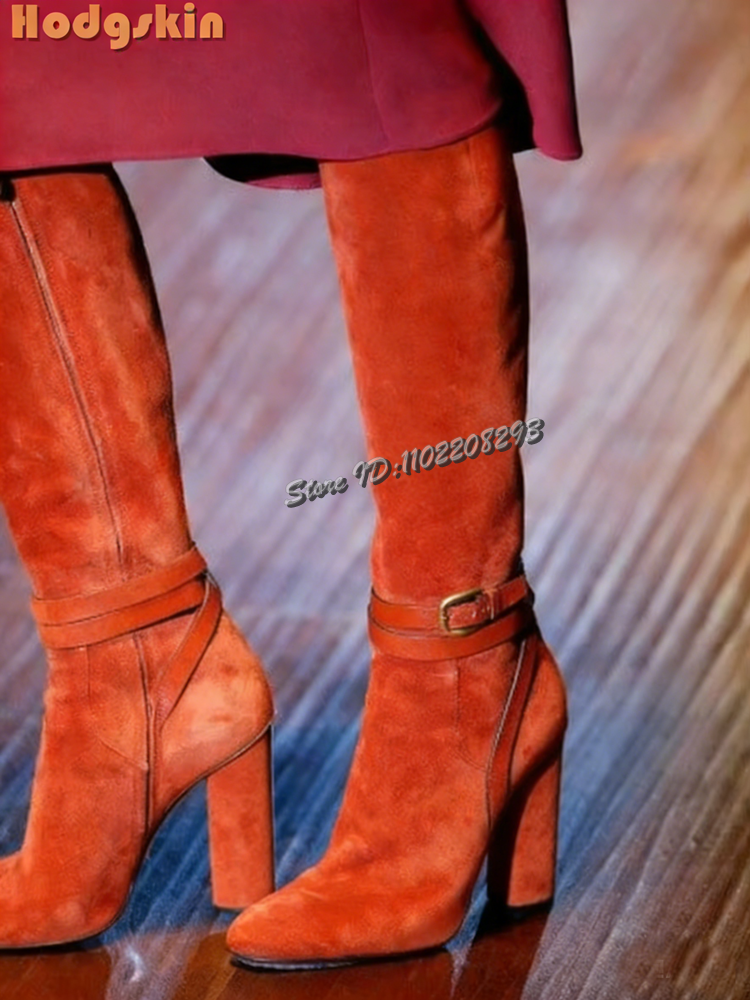 Retro Buckle Straps Boots Sued - Sewing Zipper 리뷰 및 가격