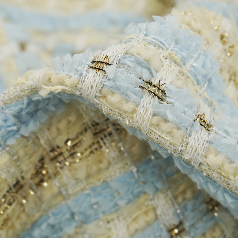 Blue Gold Interlace Plaid Twee - Sewing Tweed 리뷰 및 가격