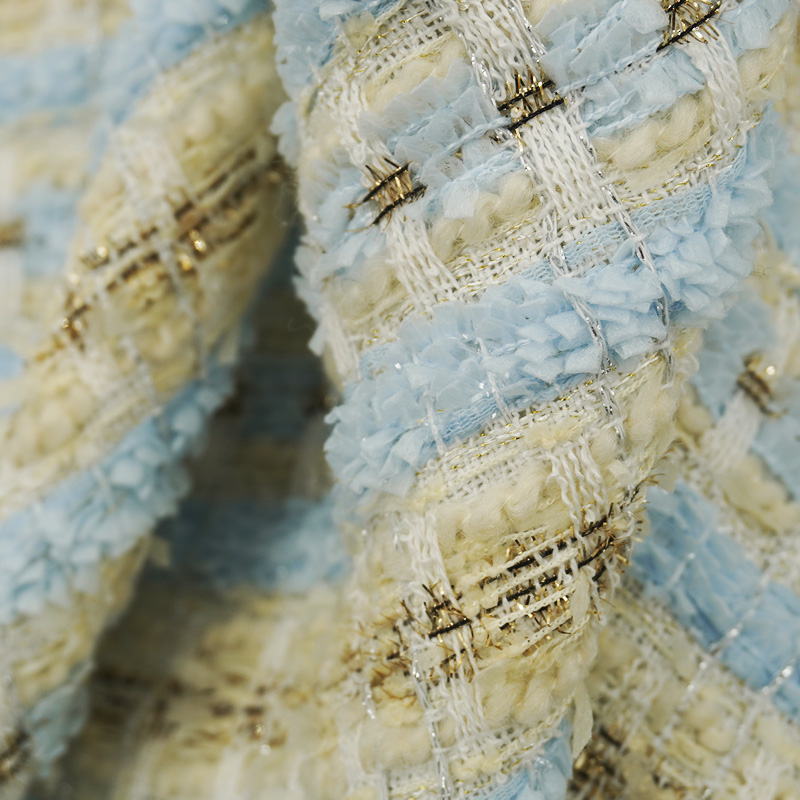 Blue Gold Interlace Plaid Twee - Sewing Tweed 리뷰 및 가격