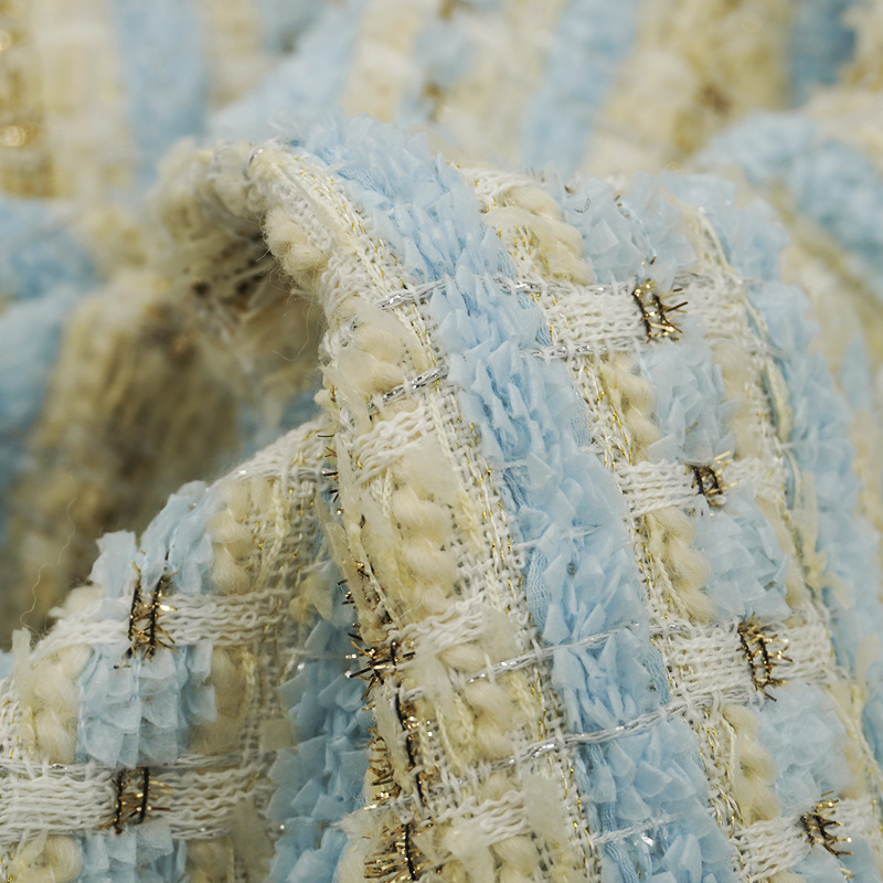 Blue Gold Interlace Plaid Twee - Sewing Tweed 리뷰 및 가격