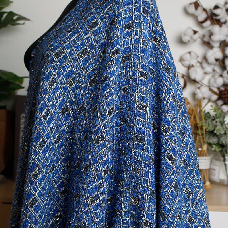 Blue Color Lattice Pattern Yar - Sewing Tweed 리뷰 및 가격