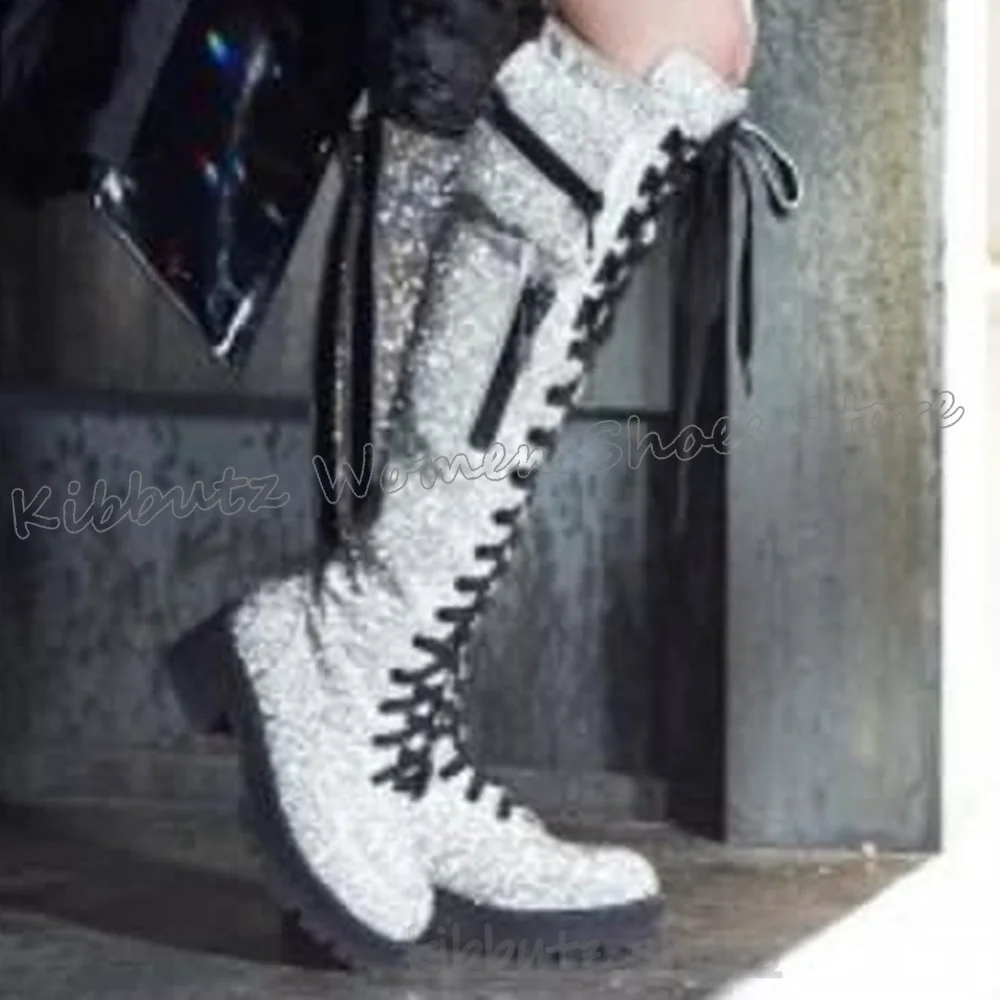 Knee High Boots Bling Glossy P - Sewing Zipper 리뷰 및 가격
