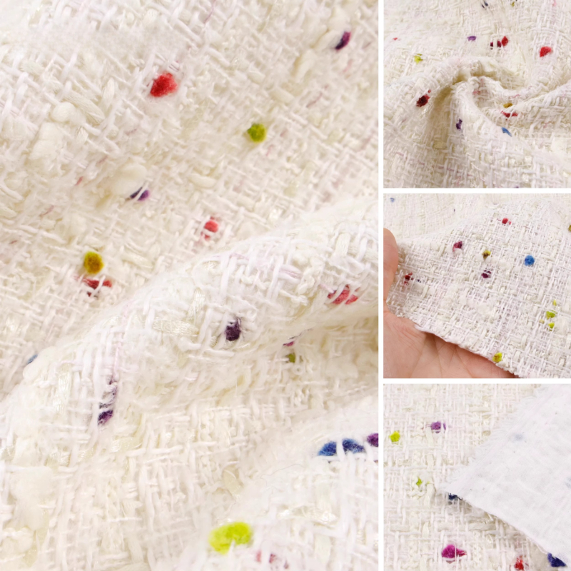 Creamy White 3D Grid Colorful  - Sewing Tweed 리뷰 및 가격