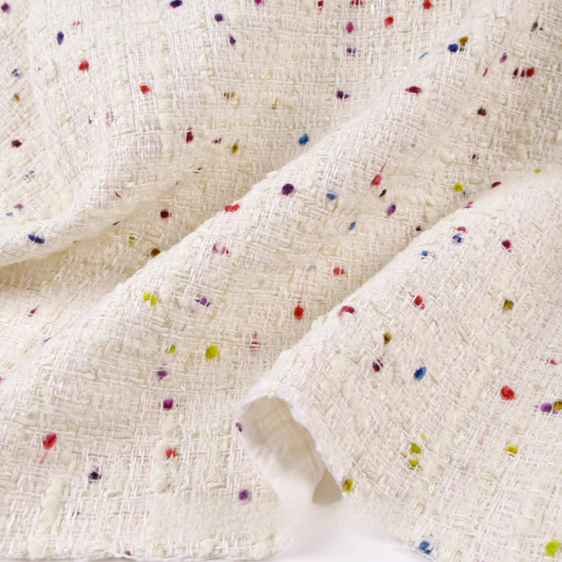 Creamy White 3D Grid Colorful  - Sewing Tweed 리뷰 및 가격